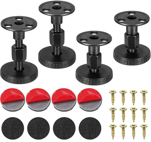 4 Pièces Pied de Meuble Reglable 47-64 mm Pieds Réglables en Hauteur Pied de Table Reglable Pieds pour Meuble Noir Pied de Meuble en Plastique pour Meuble, Armoires, Cuisine, Canapé