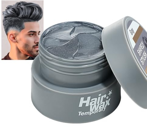 Tinte temporal para el cabello, color gris plateado, 2,8 onzas, cera gris para el pelo, cera para hombres y mujeres, crema instantánea para el cabello, lodo para el peinado natural, tinte para el pelo