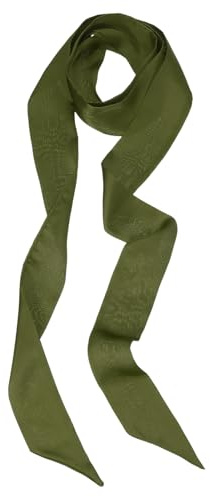 PATIKIL Stylish Ribbon Scarf, Solid Color Skinny Scarf Pure Long Neckerchief Silk Necktie Belts Sash Hair Scarves Headband Ribbon Tie for Women, Olive Green