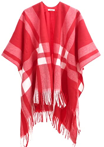 soul young Châle en Tricot Femmes avec Franges Ouverture Avant Cardigan(Taille unique,Bordeaux)