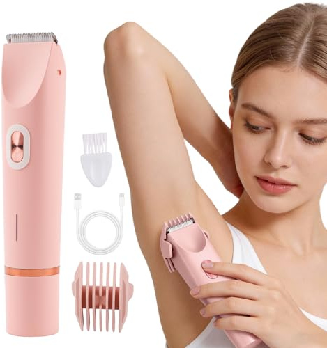 Rasoio Elettrico Donna 2 in 1, Rasoio Elettrico Corpo IPX7 Impermeabile, Rasoio Intimo Donna a Secco e Bagnato, Damen Elektro-Rasierer per Corpo Ascelle Gambe Bikini, Uso Bagnato e Asciutto