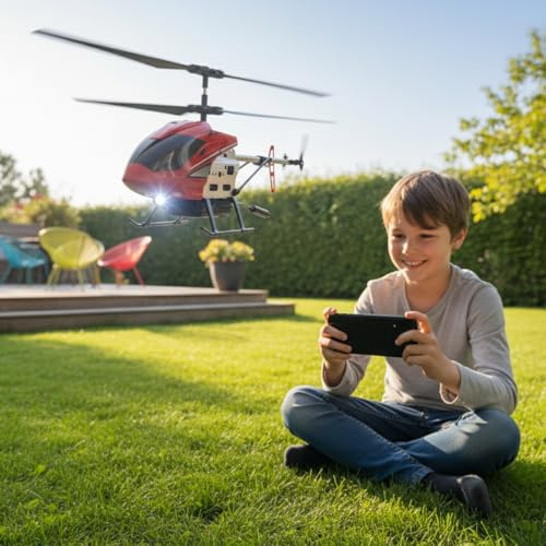 Hélicoptère Drone avec Caméra 2MP Intégrée WIFI, Vol Stable et Télécommande 1-Clic, LED Frontale, Support Smartphone, Figures Aériennes
