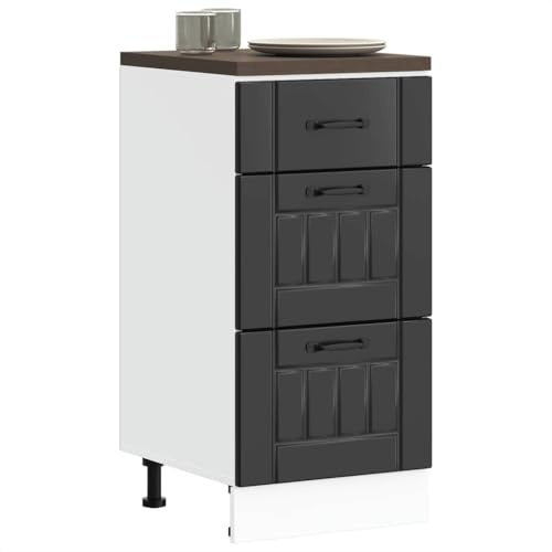 Ordellia Köksunderskåp Lucca svart trämaterial med justerbara fötter 40 x 46 x 81,5 cm, förvaringsutrymme, förvaringslåda, fristående för kök, matsal, skafferi, förvaring
