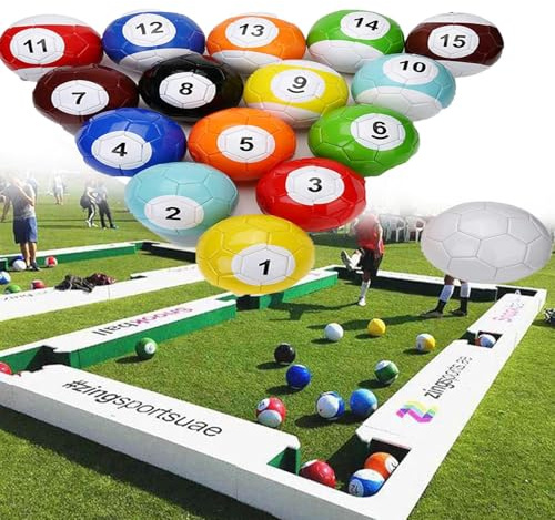 16 St Fotbollsbiljardbollar Set, Soccer Snookerbollar i PU-Läder för Uppblåsbart Biljardspel Footpool Bollar för Trädgård Bakgård Gräsmatta och Festspel