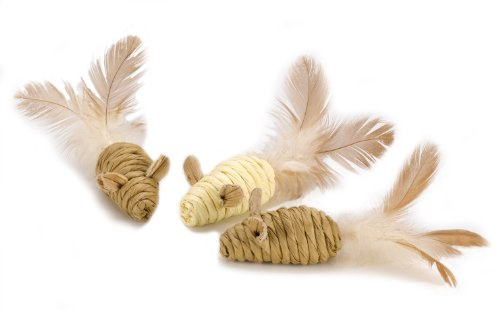 Petface Catkins Mini Mice Tails Cat Toy Set, 3-Piece Bundle (Pack of 1) | Sisal Mice with Feather Tails, Natural Catnip, Fun Playtime, Mental Stimulation, Quality Assurance