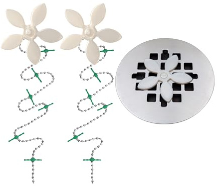 DrainWig Shower Drain Hair Catcher – Disposable Bathroom Hair Trap, Easy to Install in Shower Drain Cover, Helps Prevent Clogs – As Seen on Shark Tank – White Flower (2-Pack)