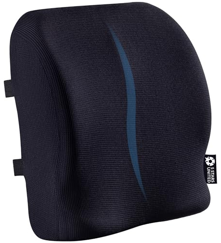5 STARS UNITED Cojín Lumbar de Memory Foam con Correas Ajustables, Soporte Lumbar Ergonómico para Silla de Oficina, Cojín de Respaldo para Alivio del Dolor de Espalda, Coche y Silla Gaming