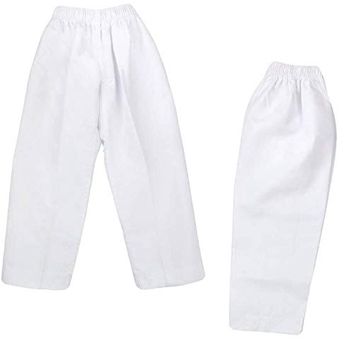 NAMAZU Lightweight Martial Arts Pants - 7oz Poly-Cotton Elastic Waist for Training White