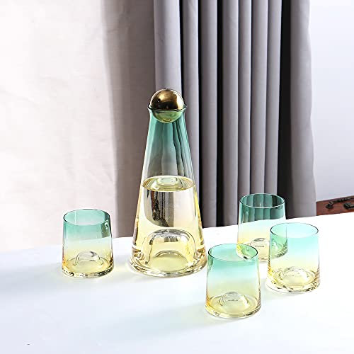 HALAWAKA - Caraffa in vetro di cristallo per vino, brocca per acqua e bollitore, con sfera in legno, per vino rosso, acqua calda, succhi di frutta, tè e bevande