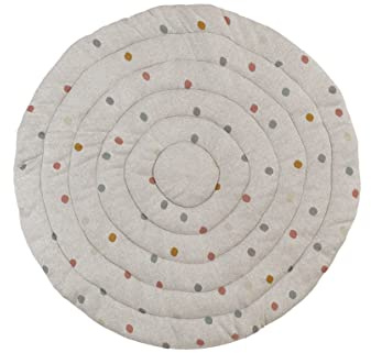 Kindsgut Manta de puntos para niños pequeños, 100% algodón, manta redonda para bebé para gatear con lunares, 120 cm de diámetro, niños y niñas, unisex, gris
