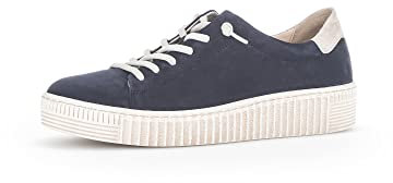 Gabor Damen Low-Top Sneaker, Frauen Halbschuhe,Wechselfußbett,Best Fitting,Freizeitschuhe,Turnschuhe,Laufschuhe,Blue/Neve (beige),43 EU / 9 UK