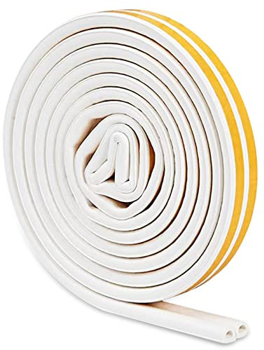 Gvolatee Burlete Puerta Entrada 9 X 6mm, Tira de Sellado Junta Autoadhesiva para Ventanas, D-Tipo Goma Adhesivo Cinta Ventanas Aislante Frio, Cinta Espuma para Aislante, Ruido, Colisión (12M)