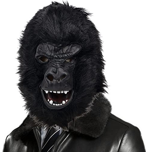 CreepyParty Schwarze Gorilla Maske Schimpanse Wildtier Latex Vollkopf Realistische Masken Faschingskostüm für Halloween Party Karneval Umzug