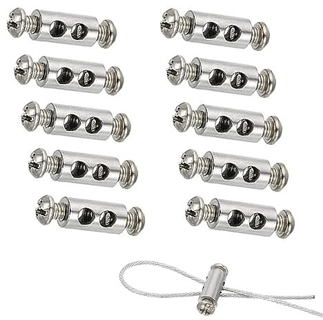 10pcs serre-câbles avec capuchon de borne à vis, serre-câbles pour câble et câble de 1 à 2 mm de diamètre, pinces à double extrémité pour câble et fil en acier