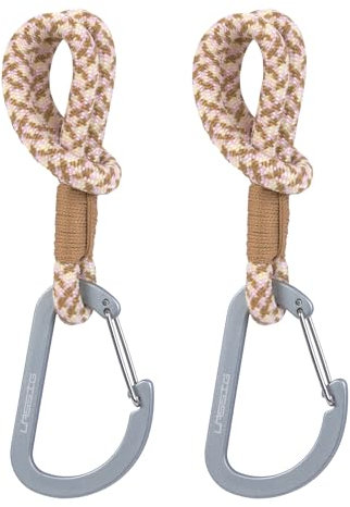 LÄSSIG Kinderwagenbefestigung (2 Stk.) Karabinerhaken Kinderwagenhaken Einkaufshaken/Stroller Hooks Cord camel/vanilla/lavend
