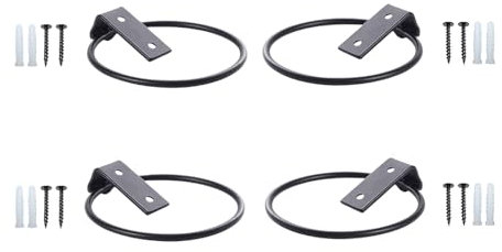 CURTEK Confezione da 4 supporti per piante da fiori ad anello da 20 cm, supporto da parete per piante con staffa pieghevole per interni ed esterni