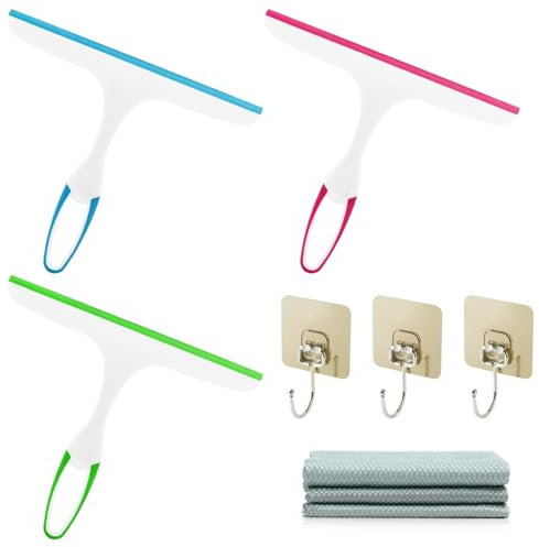 Littlegaofeithing 3Stück Duschabzieher,Duschkabinenabzieher,Shower Squeegee,Abzieher Dusche,Dusche Abzieher Gummi,Scheibenabzieher,Badabzieher,Glasabzieher,für Spiegel,Fenster,Boden,Badezimmer,Glas
