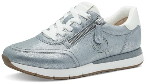 Tamaris Comfort Damen Sneaker flach zum Schnüren mit Reißverschluss, Blau (Blue Glam), 39 EU