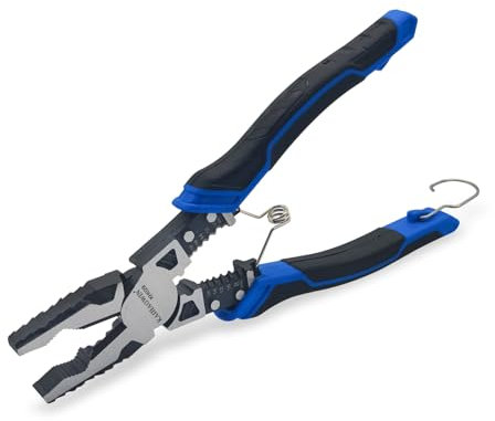 KAIHAOWIN Pinze combinate 4 in 1 con pinza spellafili e pinza linesman con carico a molla e serratura di sicurezza, pinza universale per allentare viti per elettricisti e ingegneri