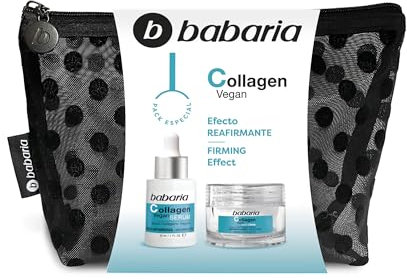 Babaria - Geschenkset für Damen, Kollagen, Kollagen-Gesichtsserum, 30 ml und straffende Gesichtscreme, 50 ml, veganes Kollagen, straffend, Anti-Falten und Anti-Falten, für Damen