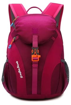 PORRASSO Hiking Backpack Daypack 15L Rucksack Lightweight Waterproof Backpack for Women Men Trekking Cycling Climbing Outdoor Sports Rose Red
