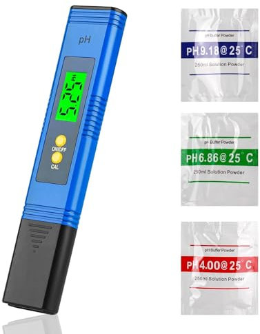 Digital pH Meter for Water 0.00-14.00 High Precision pH Pen Water Quality Tester Auto Calibration and Clear Display for Kitchen Household Drinking Water Pool Aquariums Laboratory (Blue)