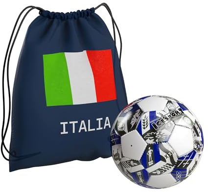 ICE TOYS Sacca Sportiva Italia 34 x 41 cm con Pallone da Calcio Lusso Misura 5 (Blu Nero)