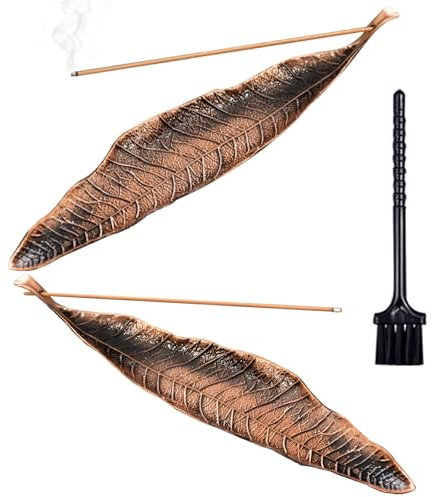 Porta Incenso Bastoncini Portaincenso in Foglia,2 Pcs bronzo incenso titolare foglie di metallo Bruciatore di Incenso Ash Catcher Bruciatore di Incenso per Sala Yoga, Sala Meditazione e Soggiorno