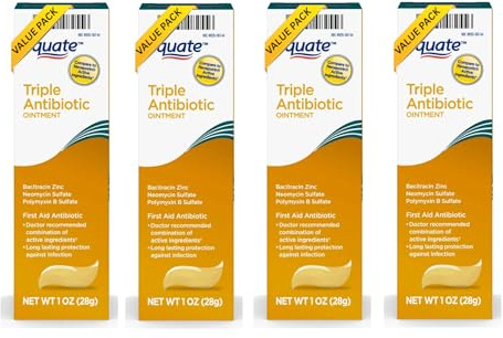 Equate First Aid Triple Ointment, Protection, 1 oz - Equate First Aid Ointment, 24-Hour Wound Care, Pack of 4