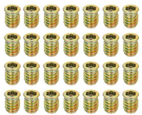 QUARKZMAN 28 Piezas De Tuercas De Inserción Roscadas M8x17mm Con Hexágono Interno Para Madera - Pernos De Acero Al Carbono Para Muebles Y Sujetadores