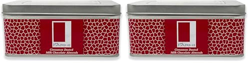 Rita Farhi Luxury Gift Tin of Cinnamon Dusted Milk Chocolate Almonds Presented in a Confectionery Gift Tin 500 g - Palm Oil Free (Pack of 2)