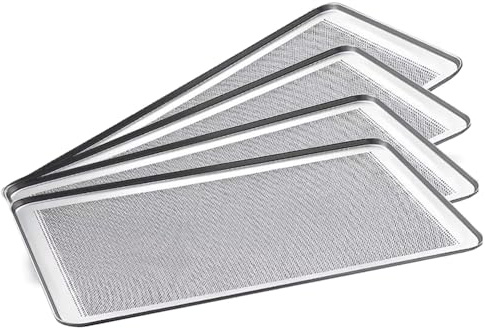 Lot de 4 plateaux perforés en aluminium pour four, 60 x 40 cm, pour boulangerie et pâtisserie professionnelle