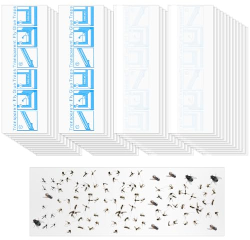 AOOWU Trappola per Mosche Finestra, 48 Pezzi Trasparenti Trappola a Colla, Trappola a Colla Non Tossica e Inodore per Catturare Mosche Tarme Zanzare e Insetti, per Soggiorno, Cucina, Camera da Letto
