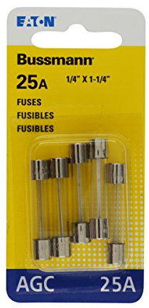 Bussmann BP/AGC-25 25 Amp Fast Acting Glass Tube Fuse