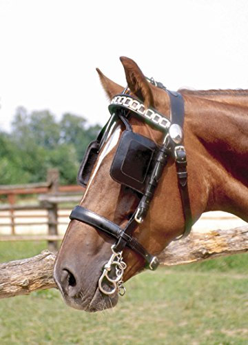 AMKA Fahrzaum für Fahrgeschirr Kopfgestell Kopfstück mit Scheuklappen und Kette am Stirnband