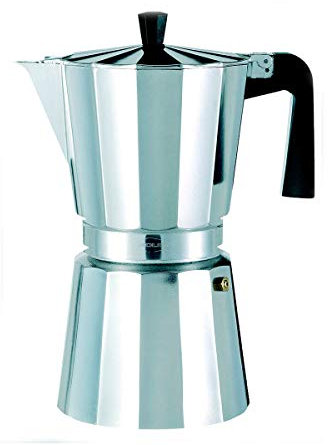 Oroley - Cafetera Italiana New Vitro | Aluminio | Incluye 9 Tazas | Cafetera Vitrocerámica, Fuego y Gas | Estilo Tradicional