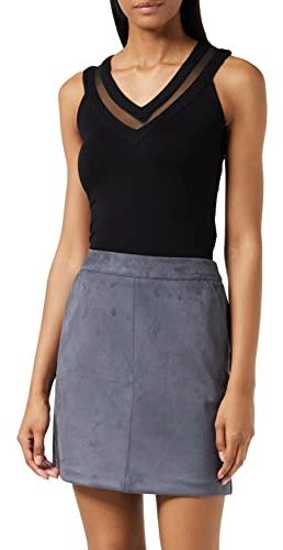 Morgan Top de punto de jersey y tul Negro S