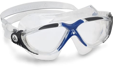 AQUASPHERE | Vista | Schwimmbrille für Damen und Herren mit UV-Schutz und Silikondichtung, beschlagfreien und auslaufsicheren Gläsern, Blau und Transparent - Transparente Gläser