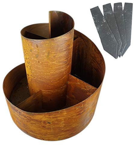 Novaliv Kräuterspirale mit Pflanzenschilder Naturrost Groß Kräuterschnecke Hochbeet Pflanzenring Metall Kräuterbeet Kräuterturm (Groß 51)