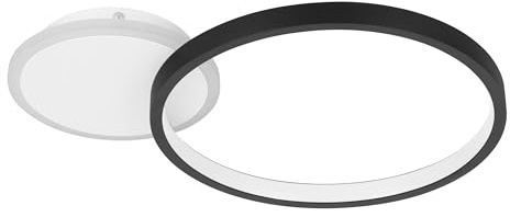EGLO LED Deckenlampe Gafares, dimmbare Deckenleuchte mit Fernbedienung, runde Wohnzimmerlampe aus Aluminium und Stahl in weiß und schwarz, Lampe Decke warmweiß-kaltweiß