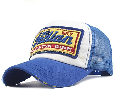 Sporty Trucker Mesh Baseballcap Indian Distressed Snapback Vintage Used Look Retro Sommer (Blau) Herren Damen