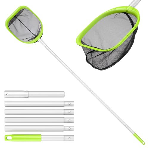 Mowend 185cm Pool Kescher, Poolreinigung Kescher Feinmaschig mit Stab 1,5M Langer Aluminiumstange, 20cm Tief Kescher für Pool, Spa, Teiche, Whirlpools