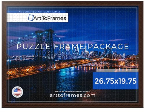 ArtToFrames 26.75x19.75 INCH/68x50 CM Brown Frame for 1000 Piece Puzzles.This 1.00 Inch Custom Wood Puzzle Frame is Walnut - Comes with Economy Acrylic (Puzzle0066-60823-YWAL-26.75x19.75)