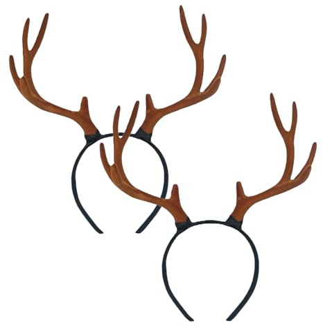HAICN Lot de 2 bandeaux en forme de bois de cerf - Joli serre-tête de Noël marron - Cerceau à cheveux de renne - Cadeau de Noël pour femmes et filles - Pour bal masqué - Carnaval