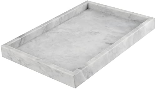 FAAING Badrum marmor bricka grå 30 x 20 x 3 cm, dekorativ bricka rektangulär marmor vanity bricka, tvättställ marmorbricka för badrum, kök, bänkskiva