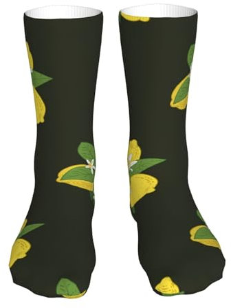 YWSOTRE Bouquet de Citrons avec Branches et lys Noirs,Chaussettes de Compression pour Adultes, 40 cm