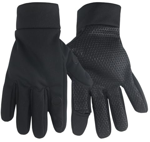 Kreeqe Gants d'équitation tactiques isolés à motif camouflage pour homme, écran tactile, coupe-vent, antidérapant, pour entraînement par temps froid (noir, M)