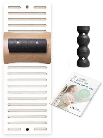 MaxFitness - Faszienrolle Set mit Wandhalterung Performance - inkl. LeanBoard & PickUp - 2 Foam Roller gegen Schmerzen (Rollen Halterung Kirschbaum/Wandhalterung Weiß, Faszien-Set Performance)