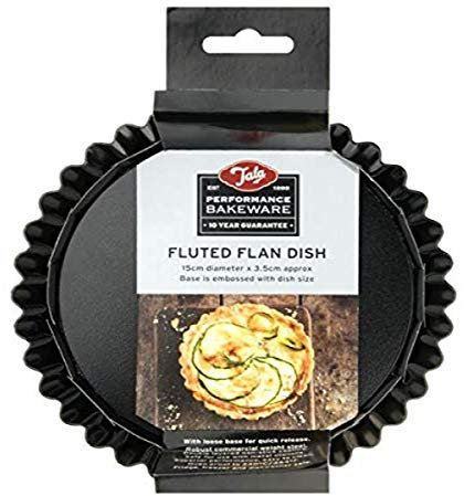 Tala Runde Kuchenform mit gewelltem Rand 15 cm, aus professionellem Karbonstahl mit Eclipse Antihaftbeschichtung, herausnehmbarem Boden, ideal für Kuchen, Quiches und Desserts, Schwarz.