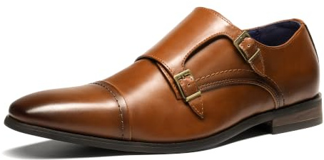 Bruno Marc Men's Dress Shoes Monk Strap Slip on Loafers,Camel,10.5